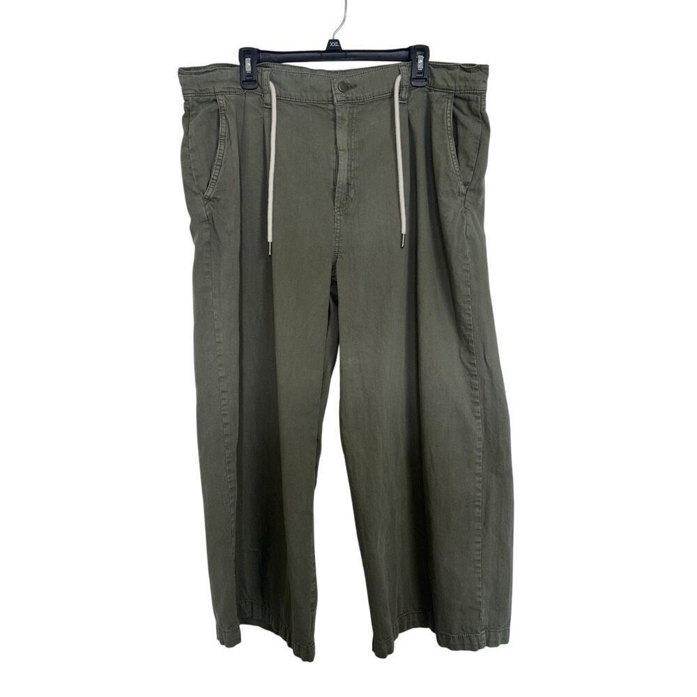 Old Navy Olive Green High Rise Drapey Drawcord Wide Leg Pants 16 Casual